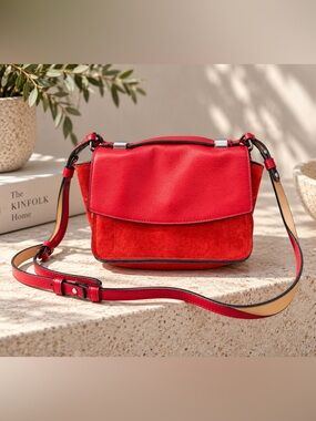 Reed Krakoff Red Leather and Suede Crossbody Bag